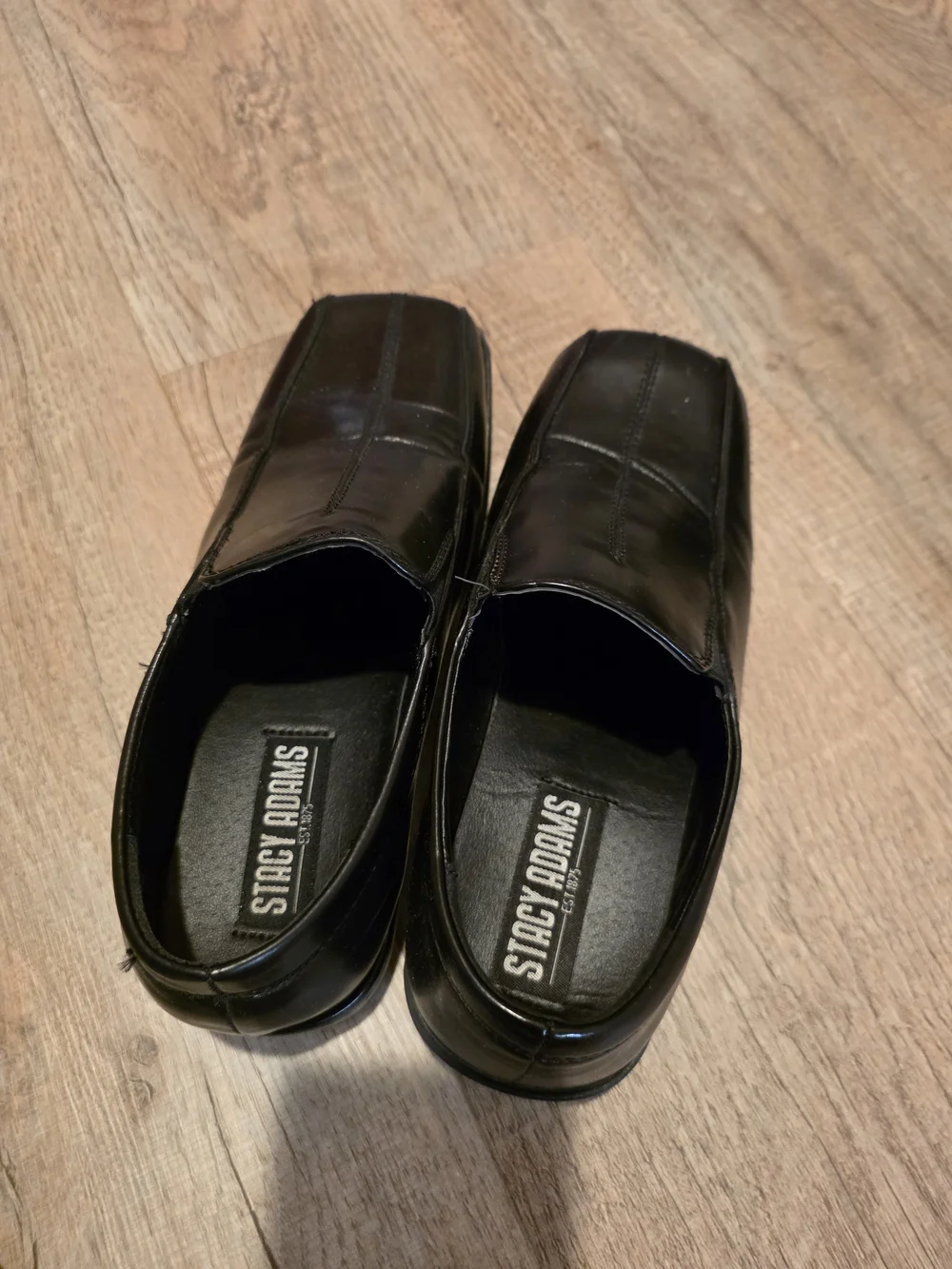 Stacy Adams Black Leather Slip-On Square-Toe Kids Dress Shoes